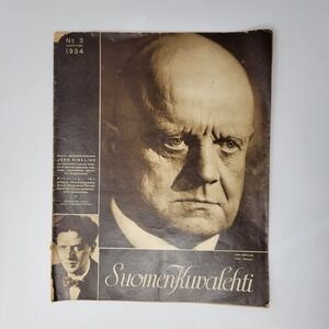 Vintage 1934‎ Suomen Kuvalehti No 3 Magazine Jean Sibelius Cover Finnish History